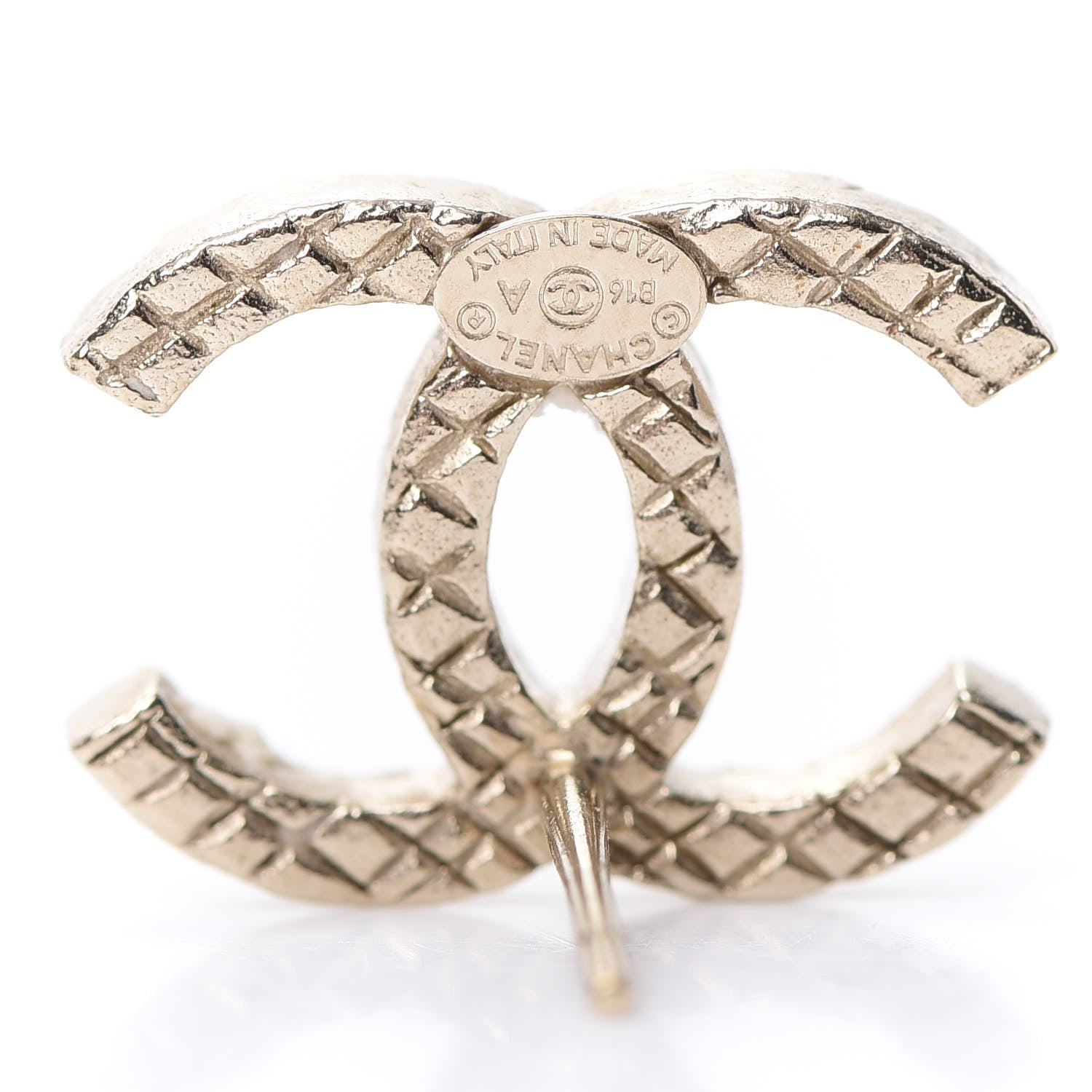 Chanel Quilted CC Earrings Gold 4 of 6