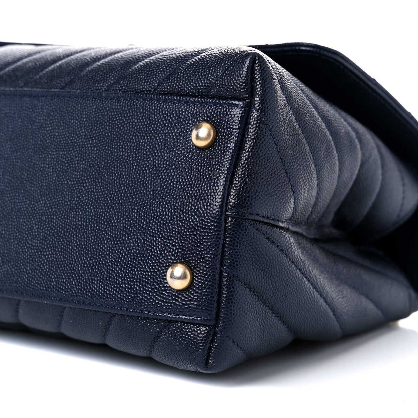 Caviar Lizard Quilted Chevron Small Coco Handle Flap Navy Blue