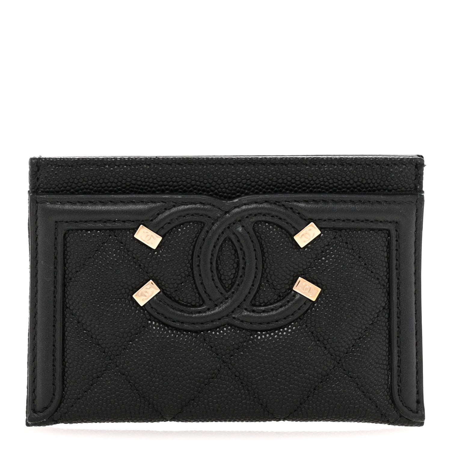 Chanel Caviar Quilted Filigree Card Holder Black 1 of 11