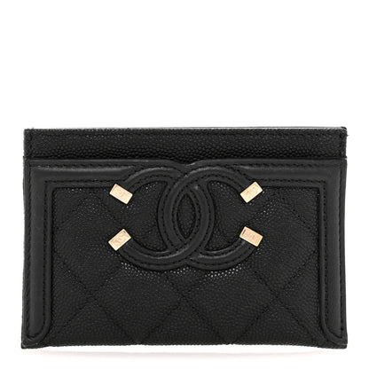 Chanel Caviar Quilted Filigree Card Holder Black 1 of 11