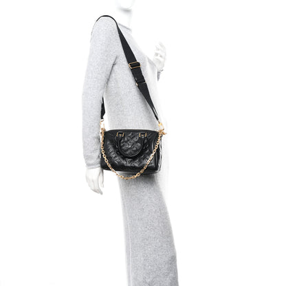 Louis Vuitton Lambskin Embossed Monogram Speedy 22 Bandouliere Black 2 of 9