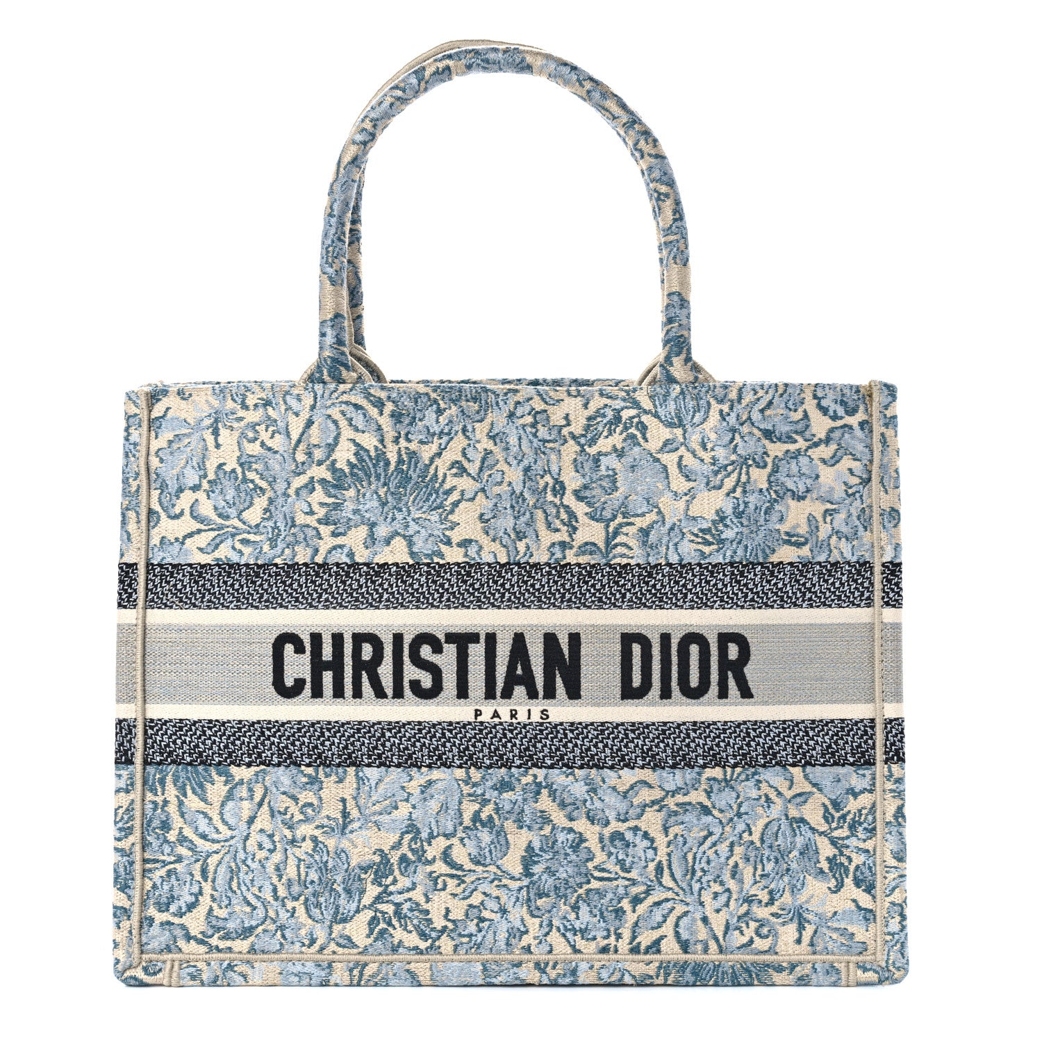 Christian Dior Canvas Embroidered Medium Brocart Book Tote Blue 1 of 10