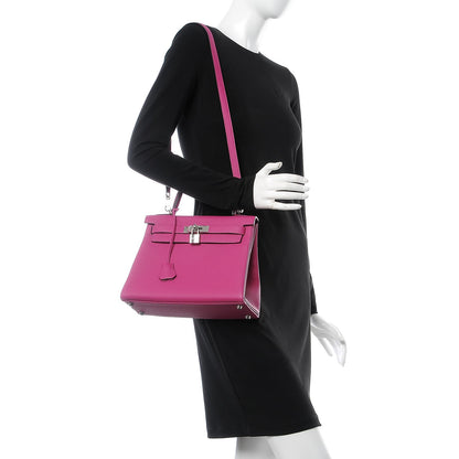 Hermes Togo Kelly Retourne 28 Rose Pourpre 2 of 9