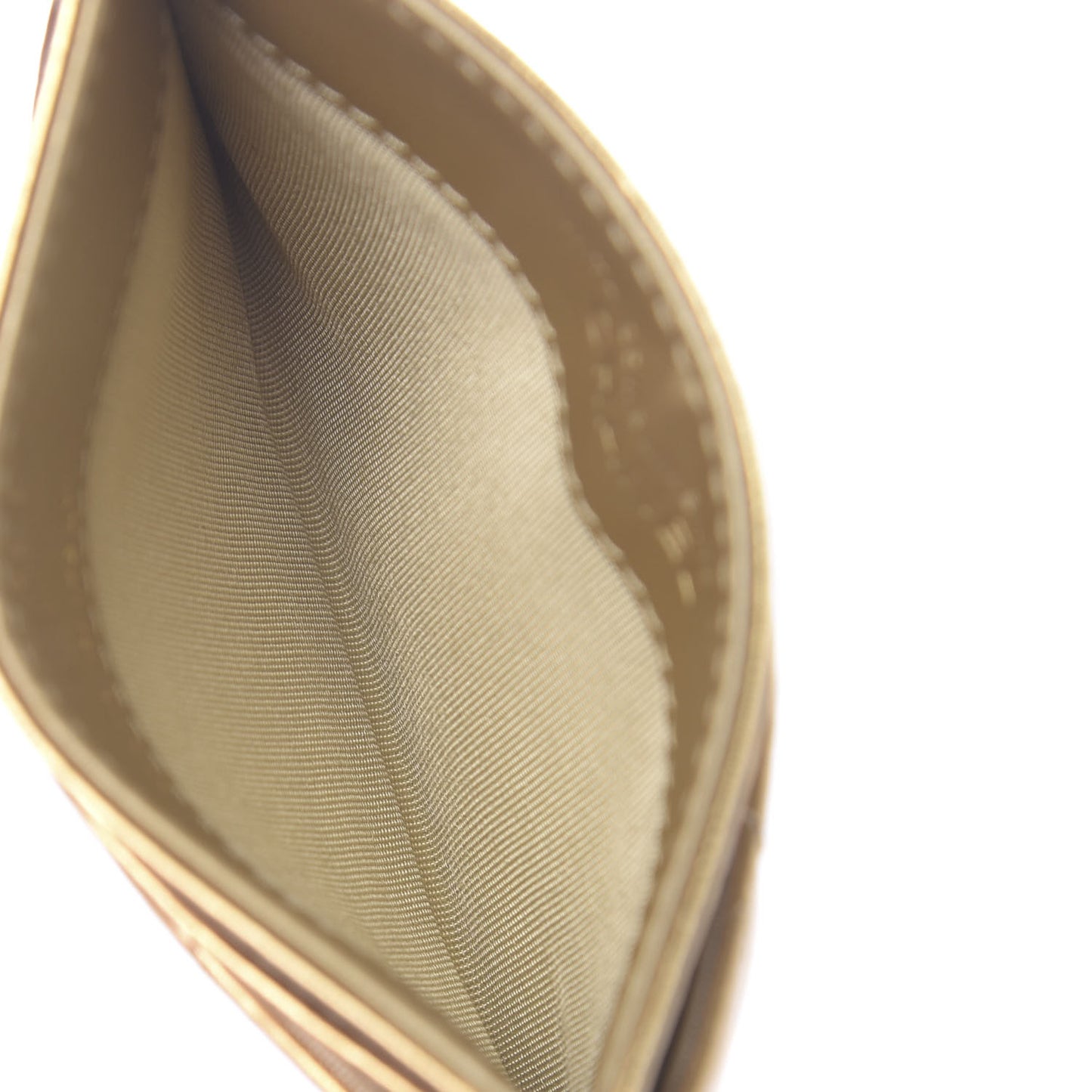 Metallic Aged Calfskin Quilted Card Holder Gold