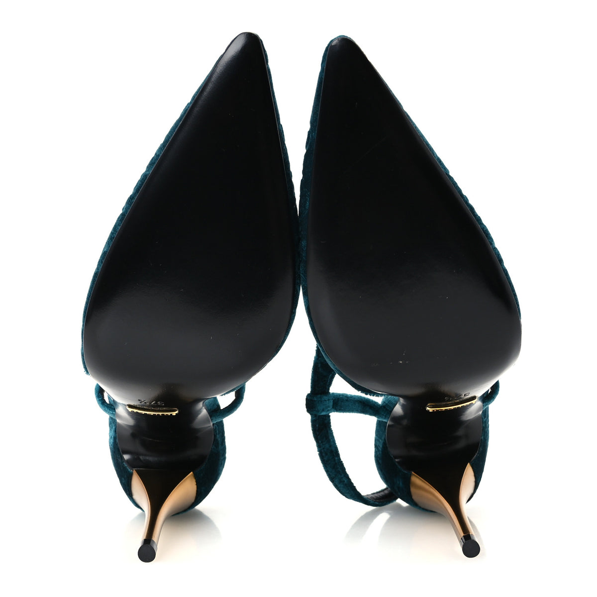 Gucci Velvet GG Monogram Slingback 115mm Pumps 37.5 Peacock 6 of 10