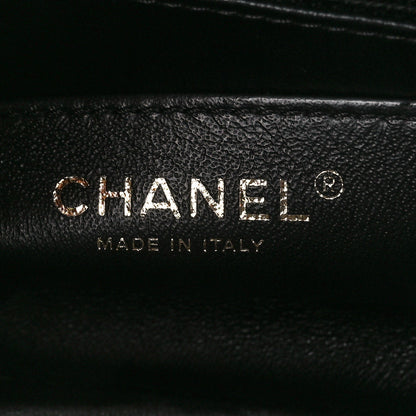 Chanel Lambskin Reverse Chevron Quilted Mini Round Top Handle Flap Black 6 of 11