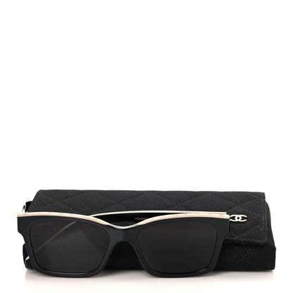 Chanel Acetate Polarized Square Sunglasses 5417 Black Beige 7 of 7