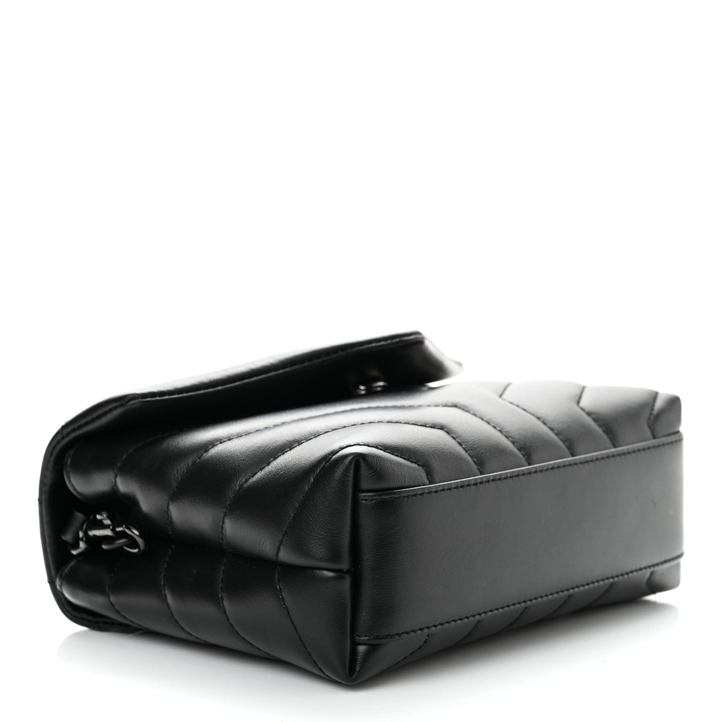 Calfskin Y Quilted Monogram Monochrome Toy Loulou Crossbody Bag Black
