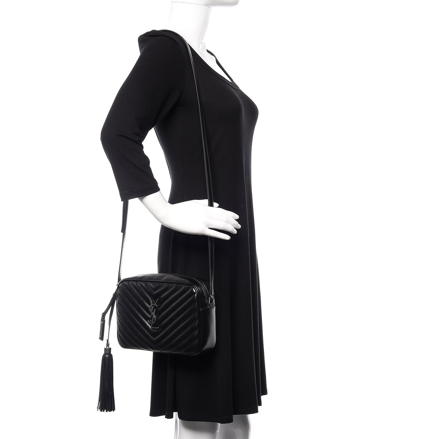 Calfskin Matelasse Monogram Lou Camera Bag Black