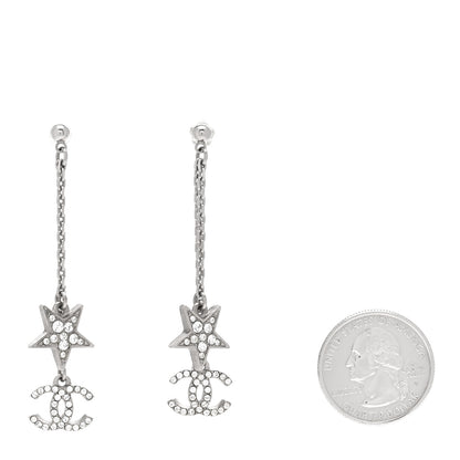 Chanel Glitter Resin CC Star Drop Earrings Silver 2 of 4