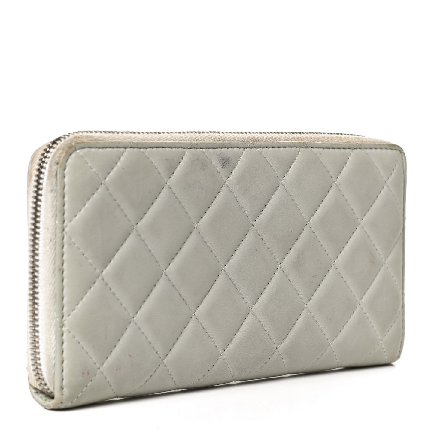 Lambskin Quilted Large Gusset Zip Around Wallet Light Green