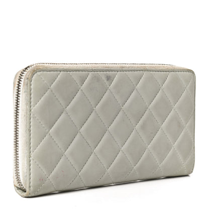 Chanel Lambskin Quilted Large Gusset Zip Around Wallet Light Green 3 of 12
