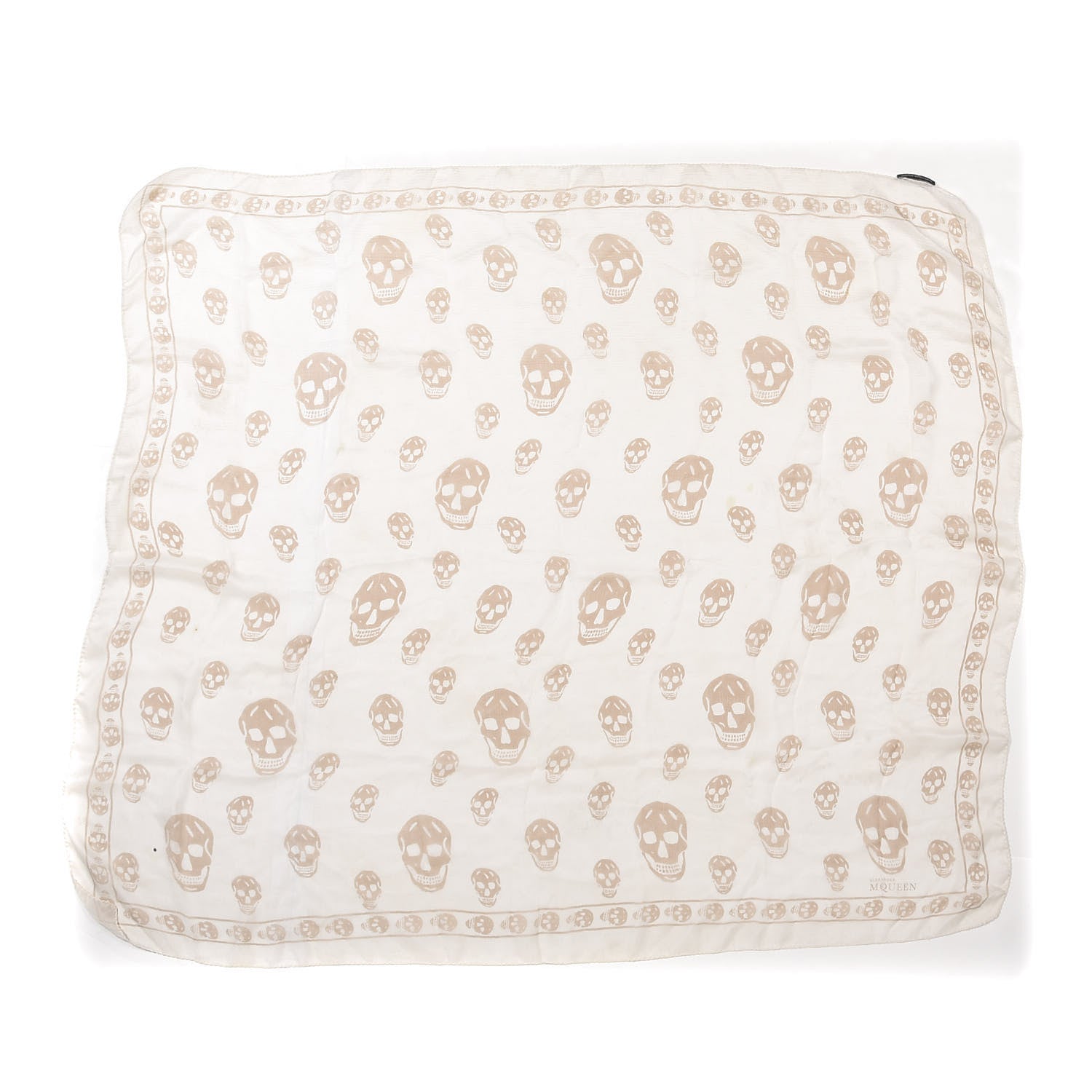 Alexander McQueen Silk Chiffon Skull Scarf Beige Ivory 2 of 5