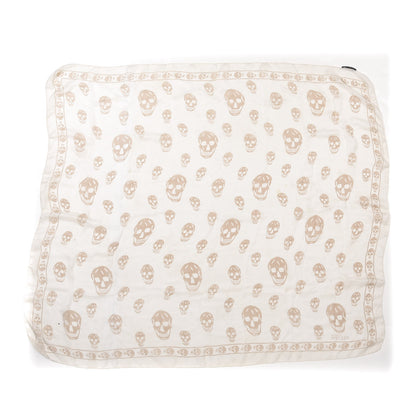 Alexander McQueen Silk Chiffon Skull Scarf Beige Ivory 2 of 5