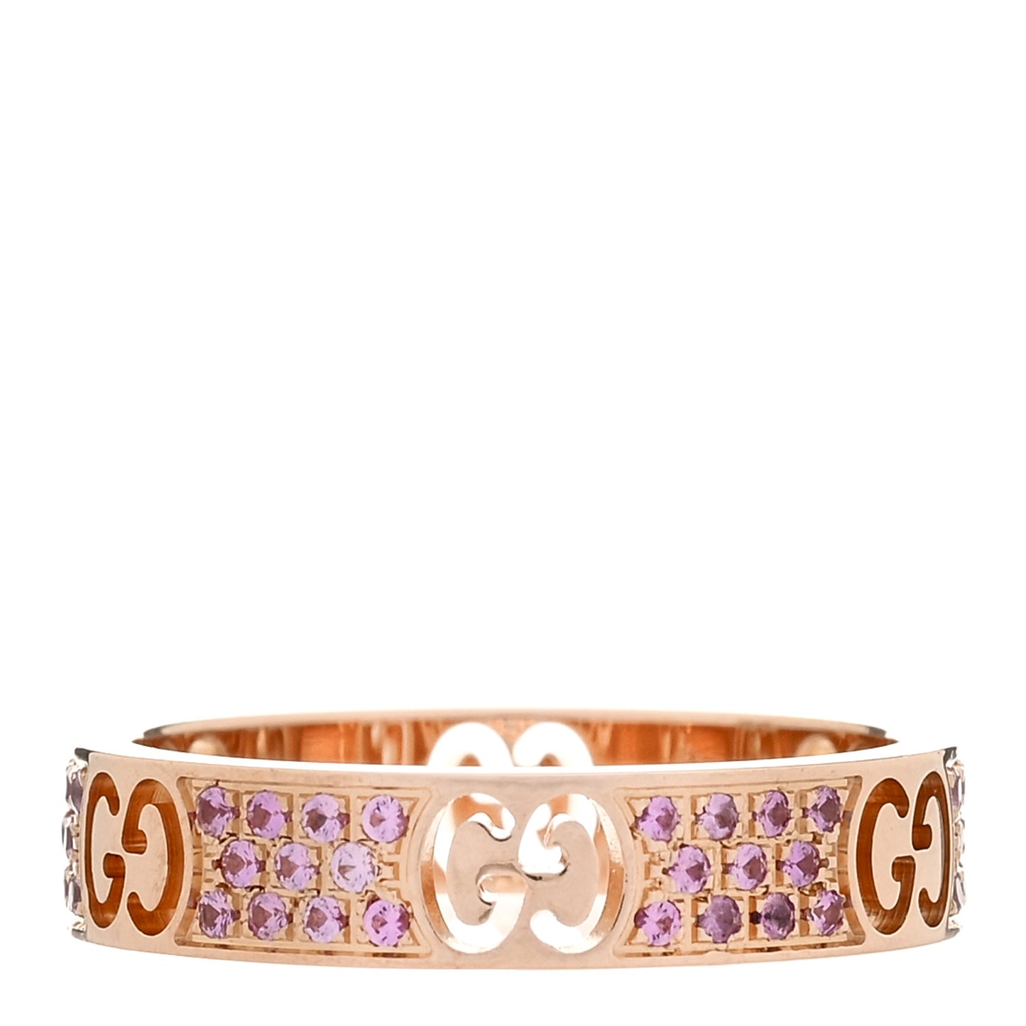 18K Rose Gold Pink Sapphire Icon Stardust Thin Band Ring 52 6