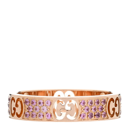 Gucci 18K Rose Gold Pink Sapphire Icon Stardust Thin Band Ring 52 6 1 of 6