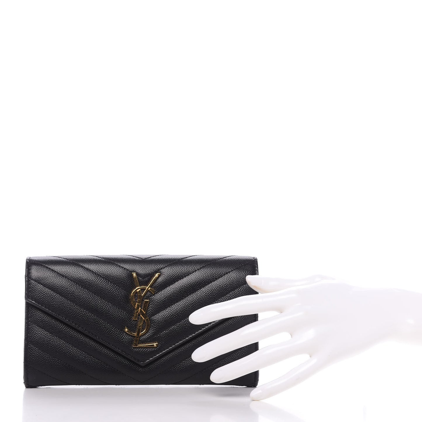 Grain De Poudre Matelasse Chevron Monogram Flap Wallet Black