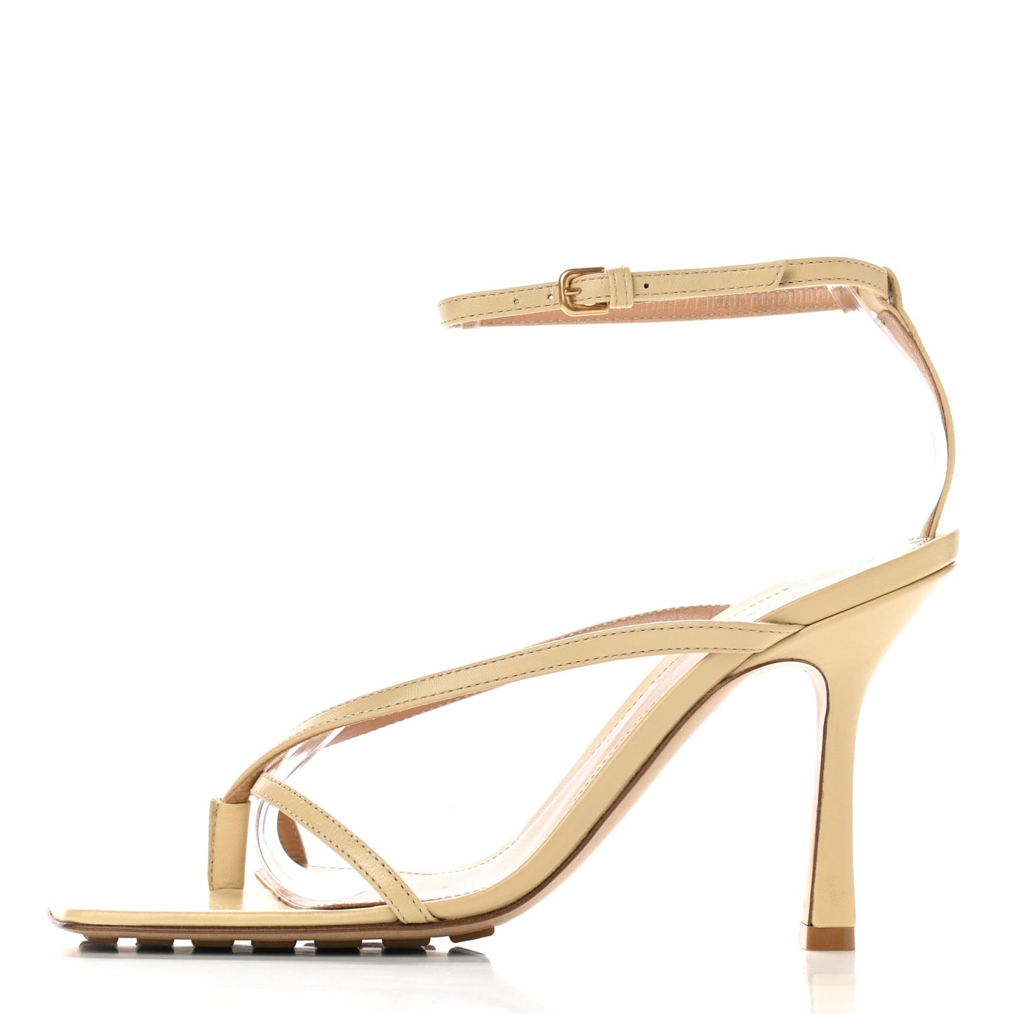 Lambskin Stretch Multi Strap 90mm Sandals 37.5 Porridge