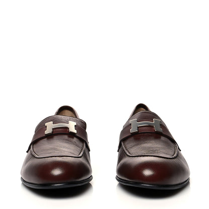 Hermes Goatskin Mens Paris Loafers 41 Marron Acajou 2 of 11
