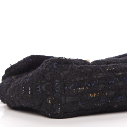 Chanel Tweed Quilted Medium Chanel 19 Flap Black Navy Gold 6 of 11