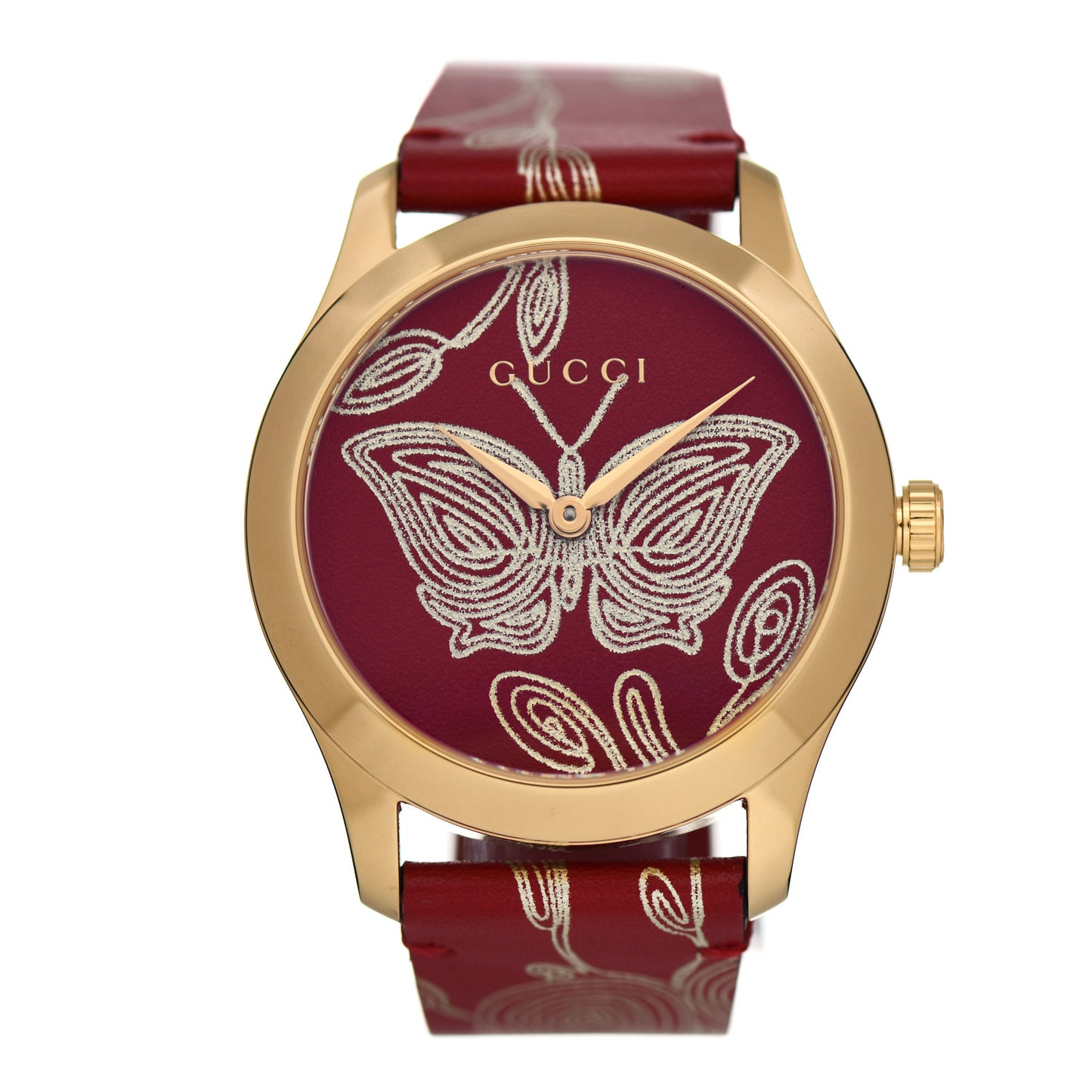 Stainless Steel Calfskin 38mm G-Timeless Butterfly Quartz Watch Red