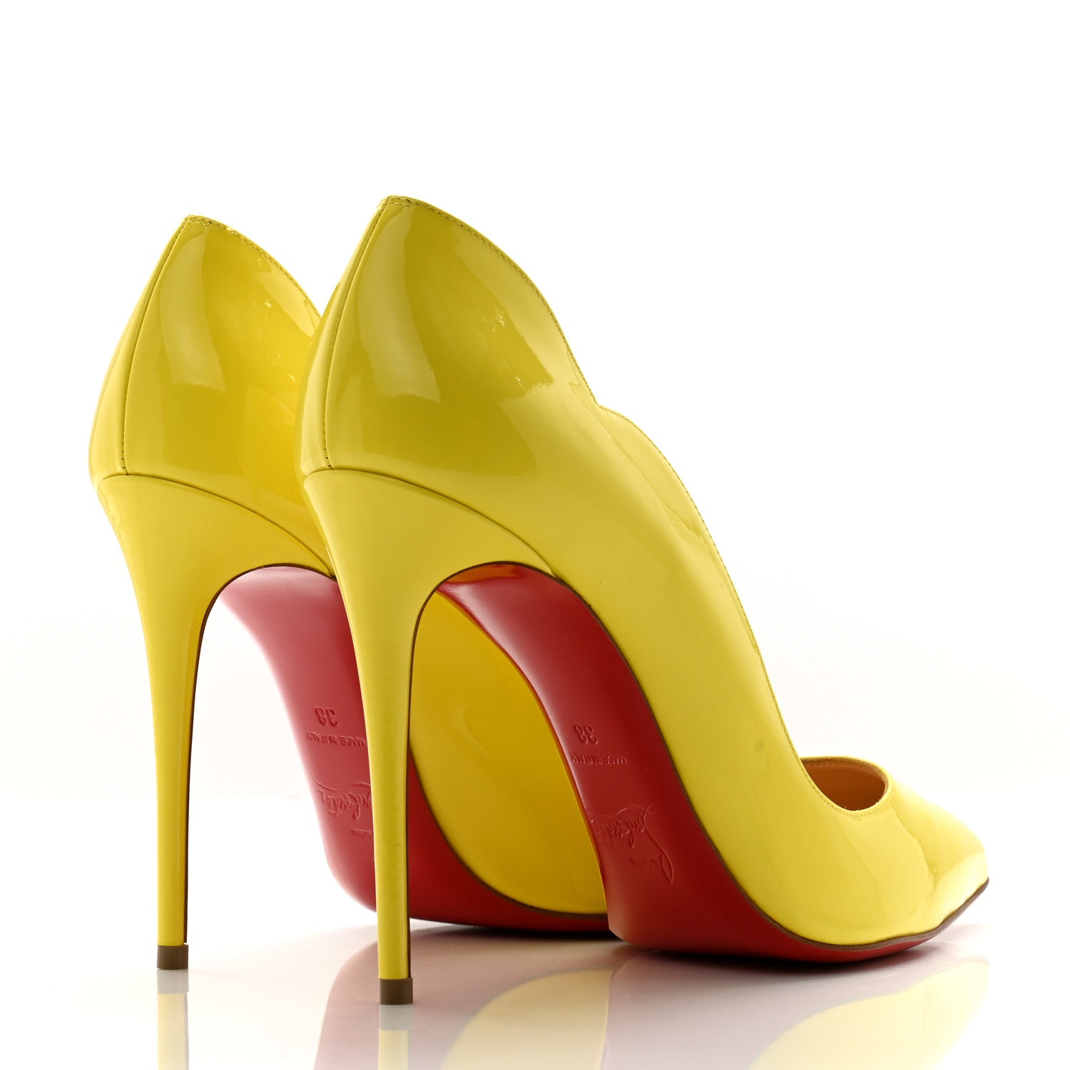Christian Louboutin Patent Hot Chick 100 Pumps 38 Citrus 4 of 10