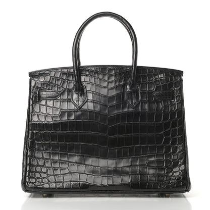 Hermes Matte Niloticus Crocodile Birkin 30 Black 4 of 43