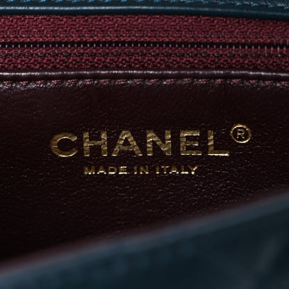Chanel Lambskin Quilted Mini Two Tone Day Flap Navy Turquoise 6 of 10