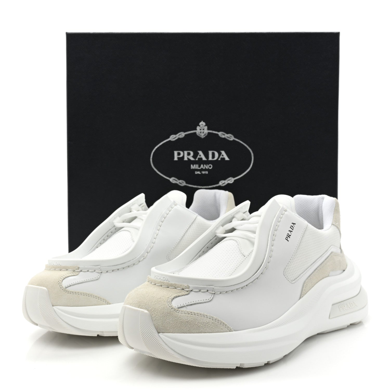 Prada Spazzolato Rois Bike Fabric Mens Sneakers 10 White 11 of 11