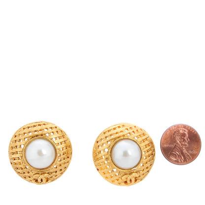Chanel Pearl Clip On Earrings Gold 2 of 4
