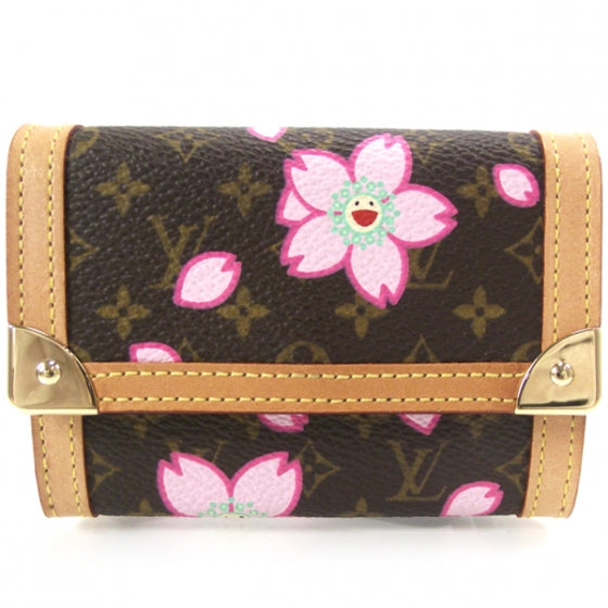 Monogram Cherry Blossom Porte-Monnaie Plat Coin Purse Brown