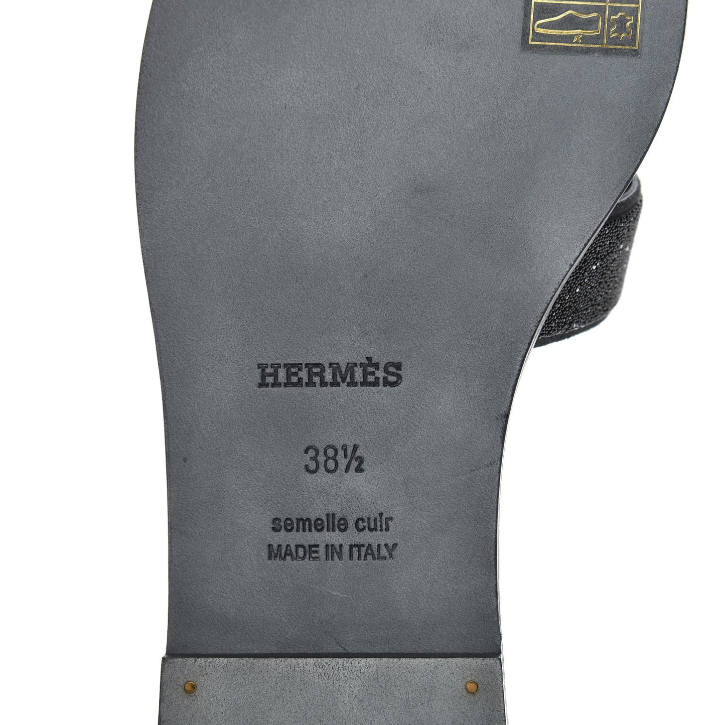 Suede Goatskin Crystal Powder Oran Sandals 38.5 Black