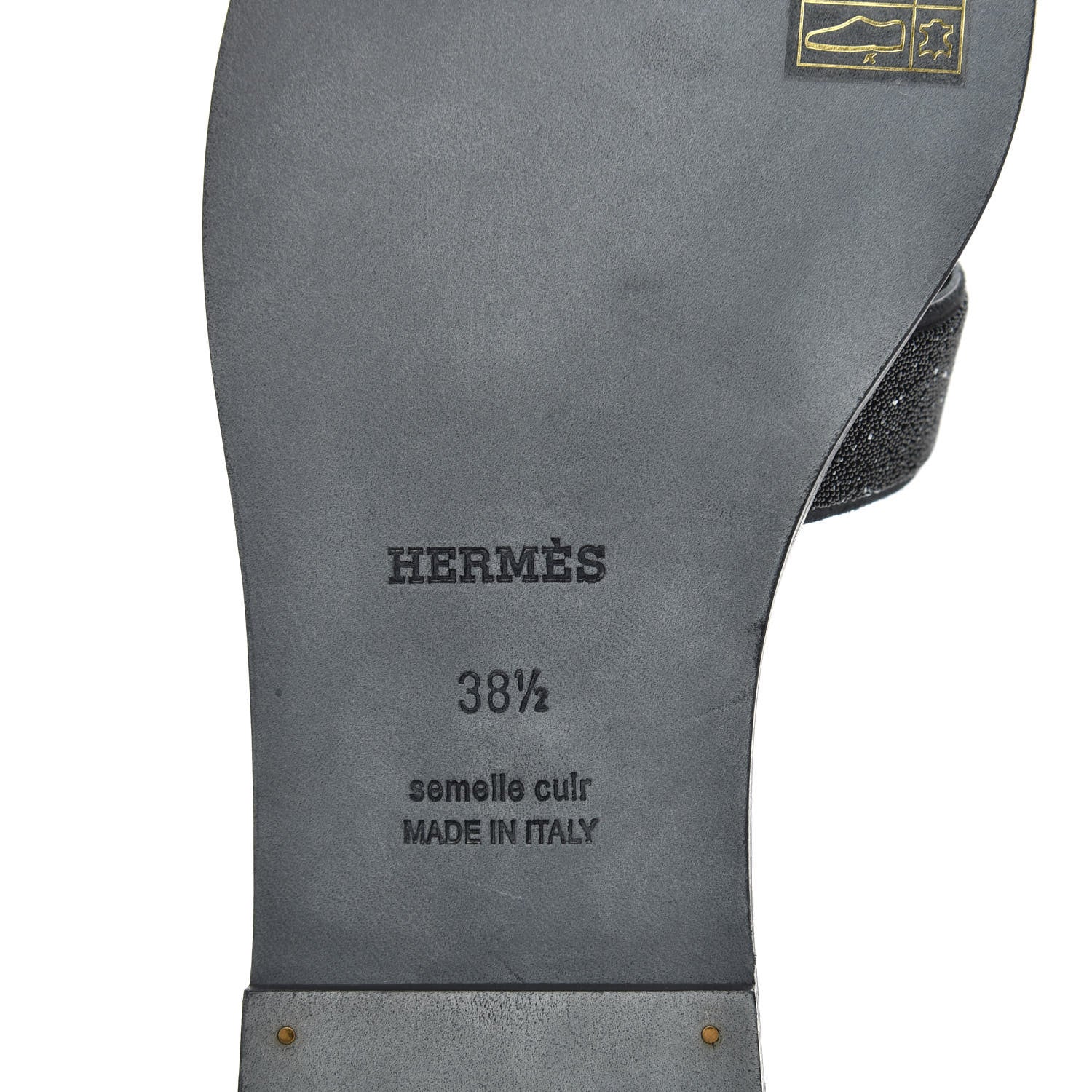 Hermes Suede Goatskin Crystal Powder Oran Sandals 38.5 Black 7 of 10