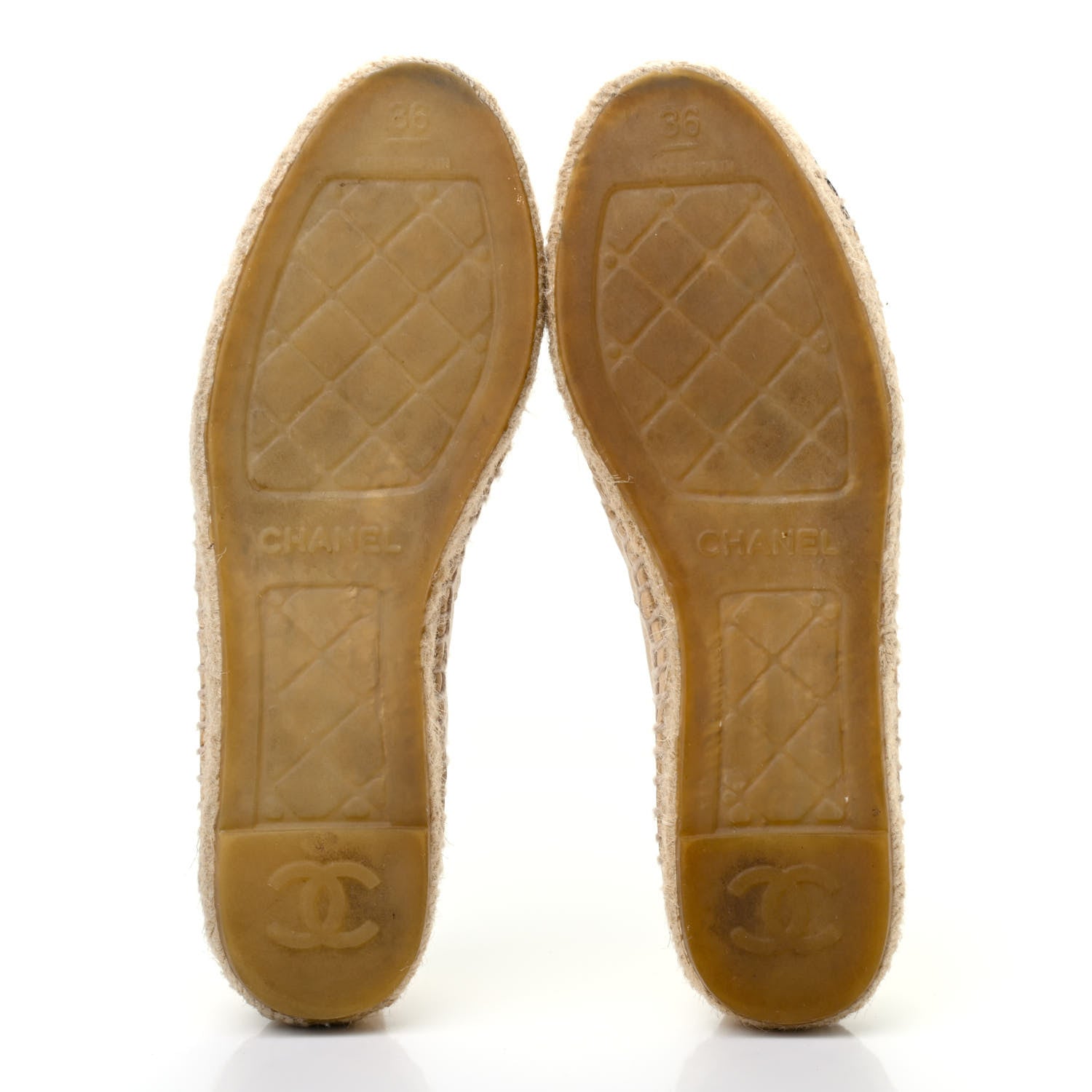 Chanel Lambskin CC Espadrilles 36 Beige Black 5 of 7