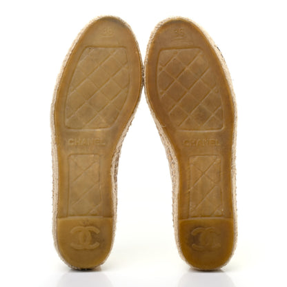 Chanel Lambskin CC Espadrilles 36 Beige Black 5 of 7