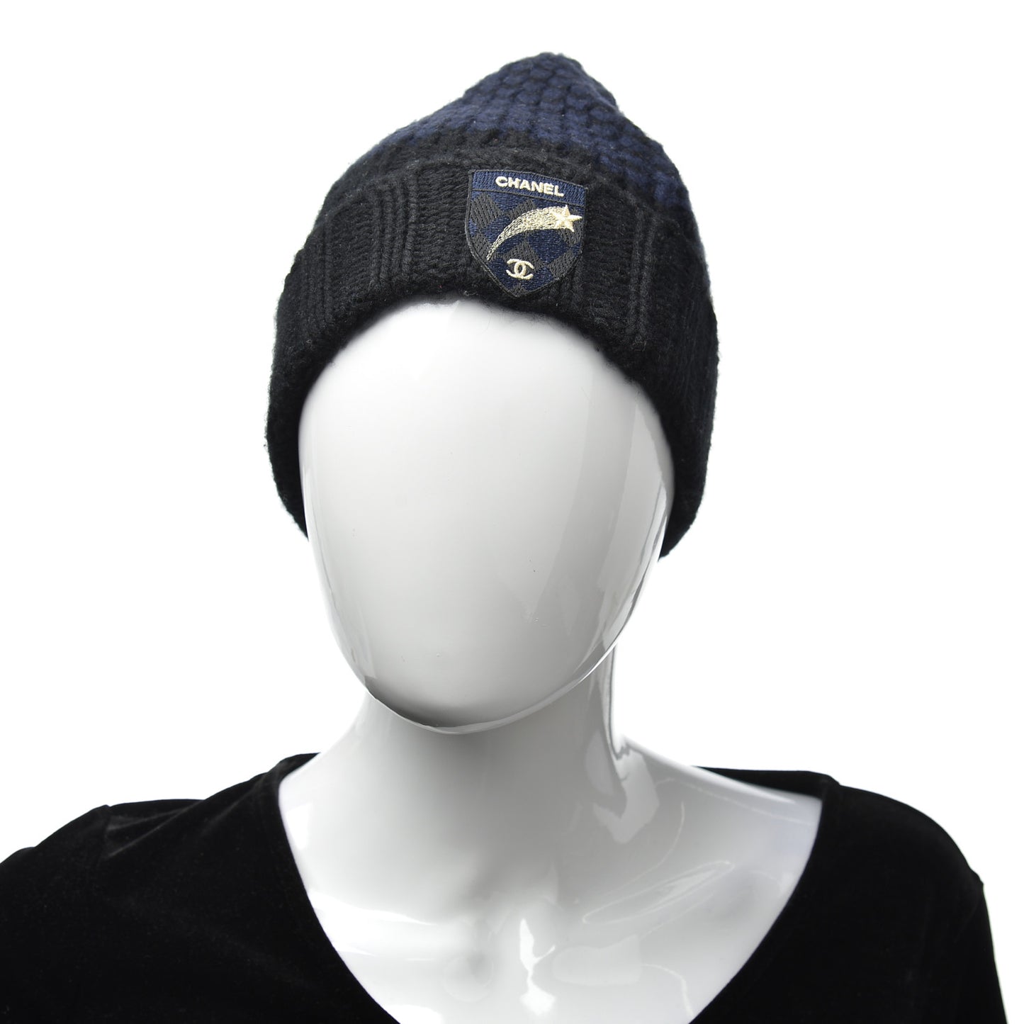 Cashmere CC Shooting Star Beanie Hat Navy Black
