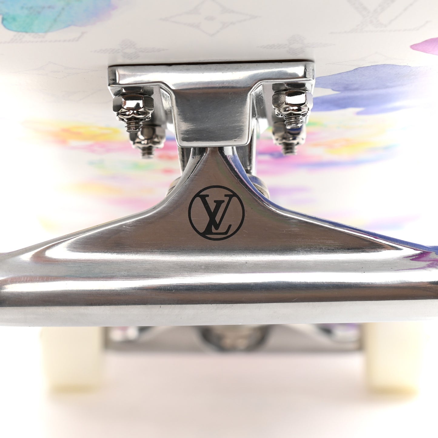 Monogram Watercolor Wood Skateboard Multicolor