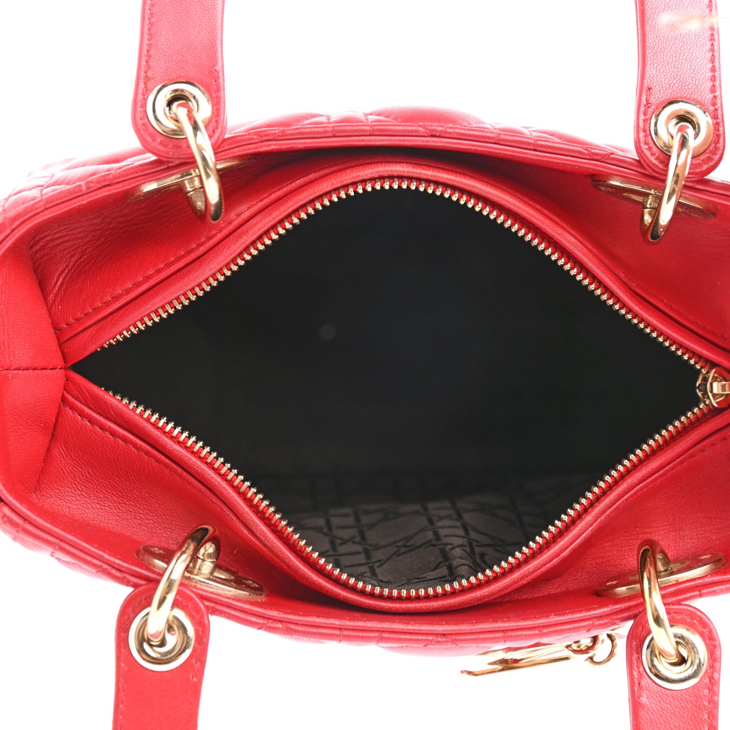 Lambskin Cannage Medium Lady Dior Red