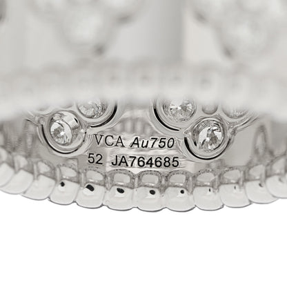 Van Cleef & Arpels 18K White Gold Diamond Medium Perlee Clover Band Ring 52 6 4 of 5