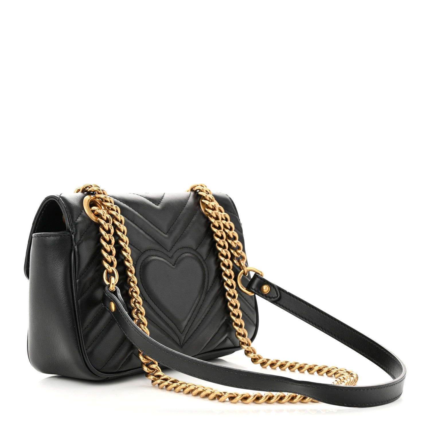 Gucci Calfskin Matelasse Mini GG Marmont Shoulder Bag Black 3 of 12