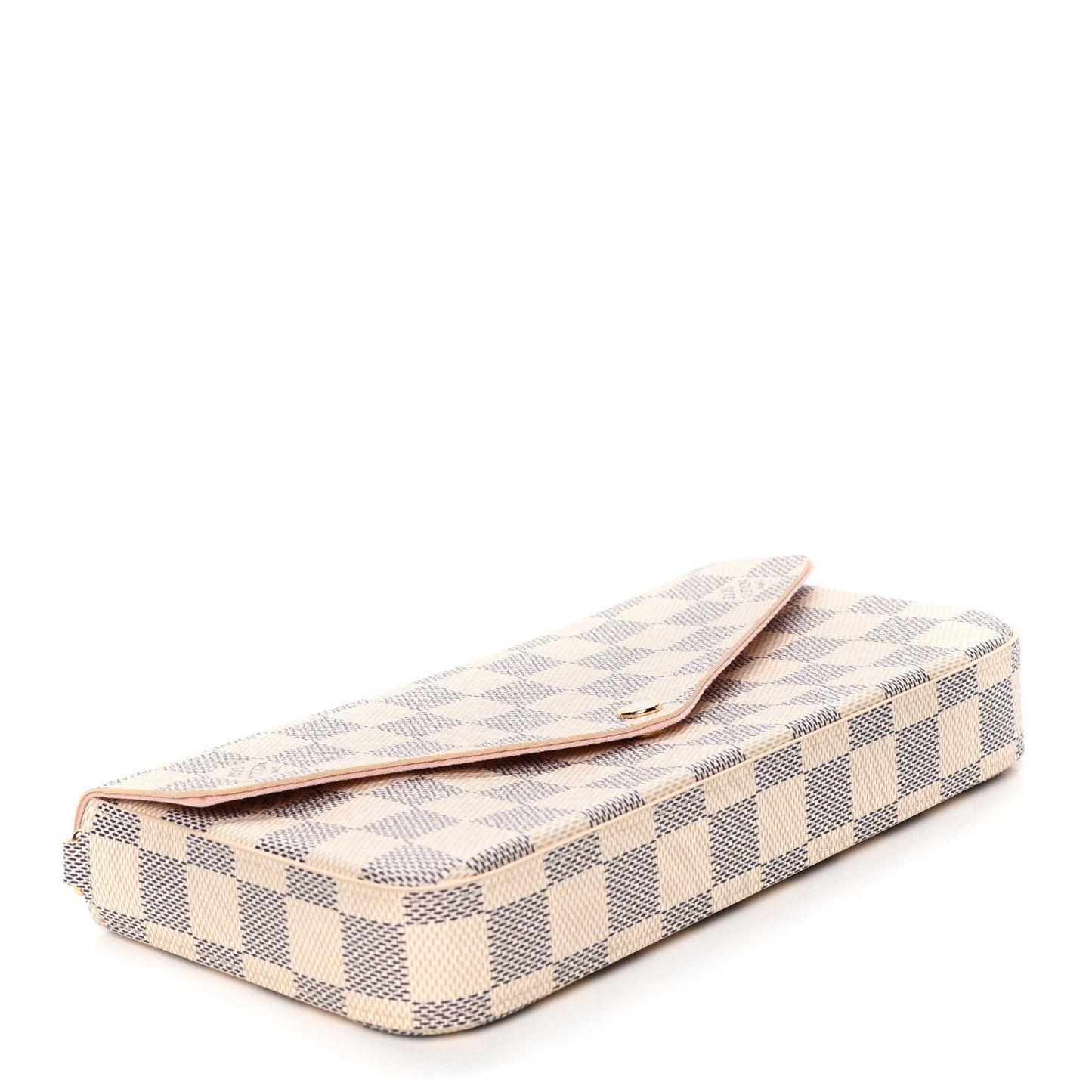 Damier Azur Pochette Felicie Chain Wallet Rose Ballerine