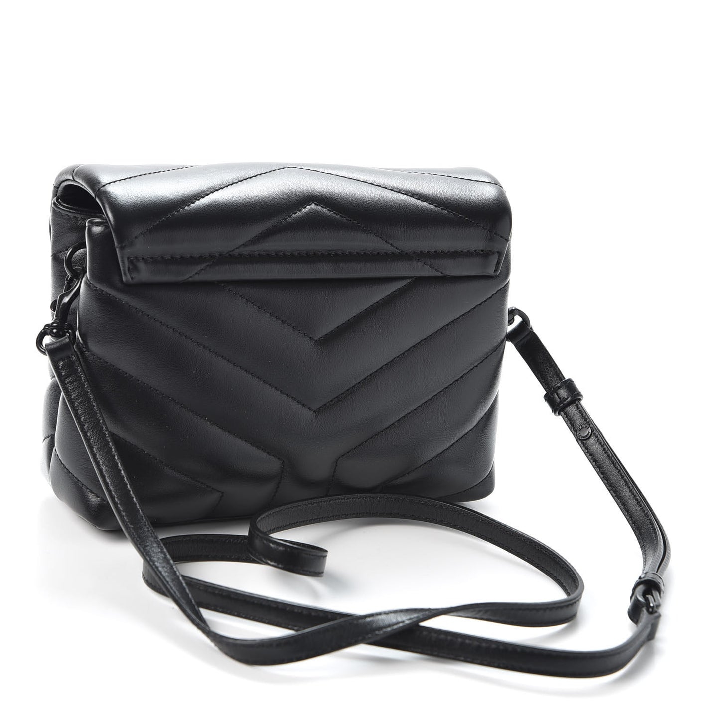 Calfskin Y Quilted Monogram Toy Loulou Crossbody Bag Black
