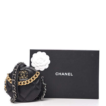 Chanel Shiny Goatskin Quilted 19 Round Clutch With Chain Black 10 of 10