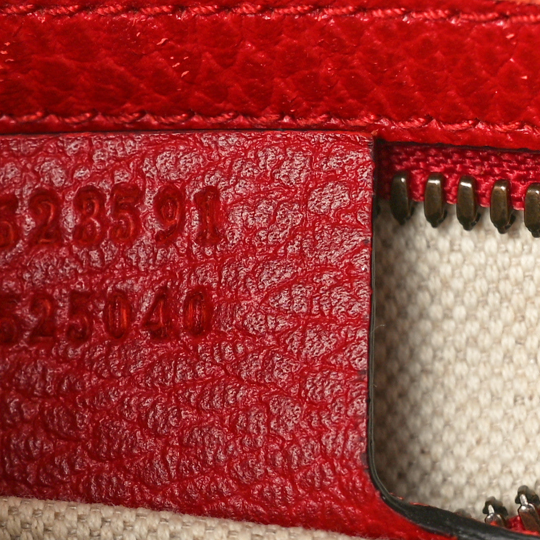Gucci Grained Calfskin Logo Messenger Bag Hibiscus Red 7 of 13
