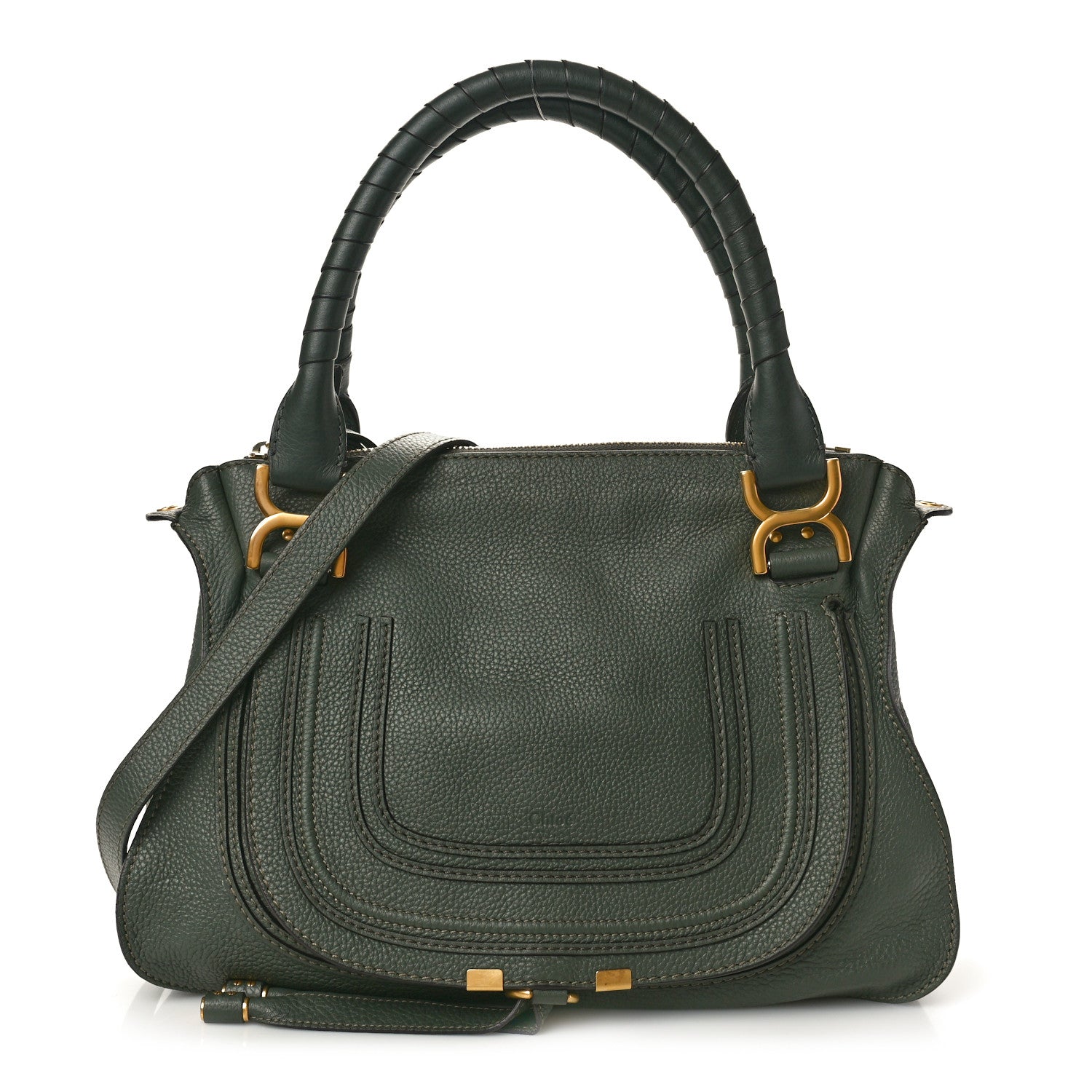 Chloe Calfskin Medium Marcie Satchel Midnight Green 1 of 11
