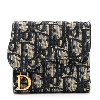 Christian Dior Oblique Saddle Lotus Wallet Blue 1 of 9