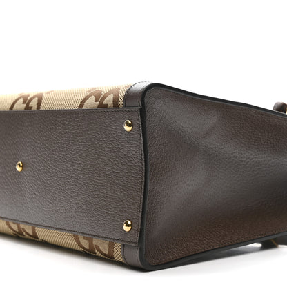 Gucci Monogram Jumbo GG Textured Dollar Calfskin  Medium Diana Tote Bag Camel Ebony New Acero Pomegranate Red 10 of 13