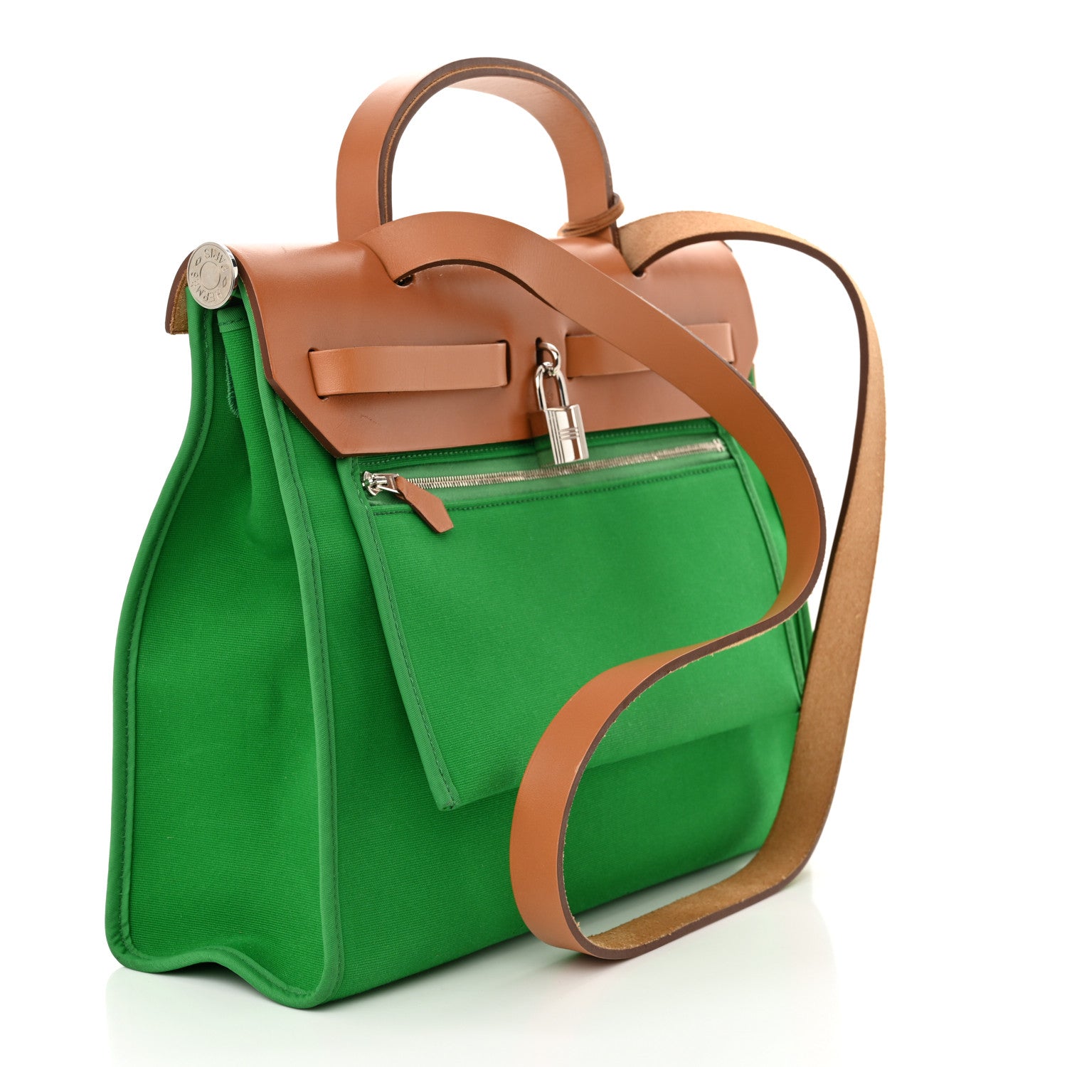 Hermes Vache Hunter Toile Herbag Zip 31 PM Bambou Natural 4 of 13