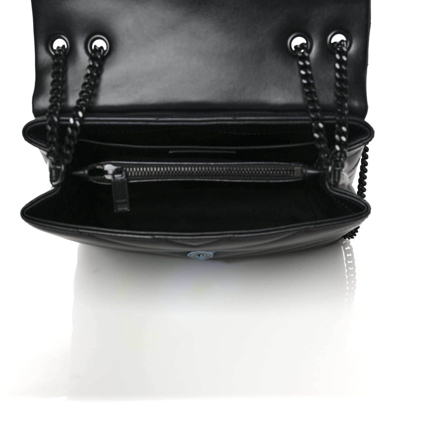 Calfskin Y Quilted Monogram Small Loulou Chain Satchel Black
