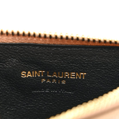 Saint Laurent Monogram Grain de Poudre 5 Fragments Zip Pouch Card Holder Dark Beige 7 of 8